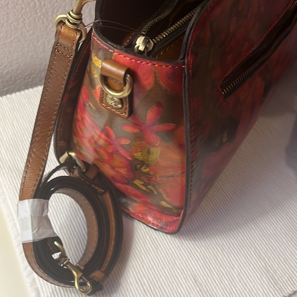 PATRICIA NASH Leather Floral Oil Paint Lyon  Zip Top Satchel HandBag 👜 NWT - Picture 13 of 17